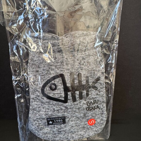 Dogbaby Gray Sweater With Fishbone Print For Dogs/Cats - Picture 9 of 9